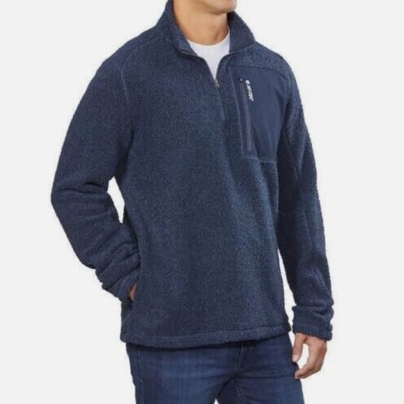 Men's Hi Tec XXL Navy Quarter-Zip Fleece Pullover - Picture 1 of 10